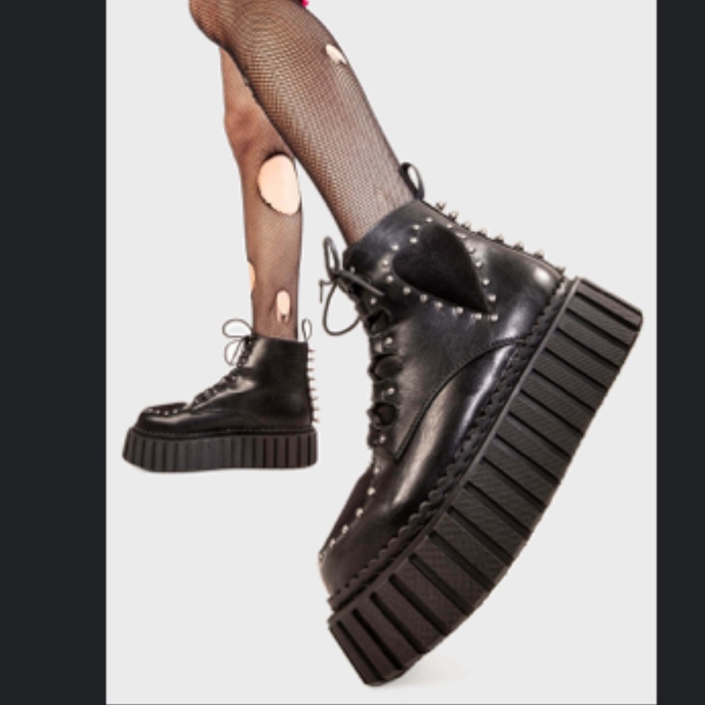 Chunky Black Ankle Boots with Platform Sole